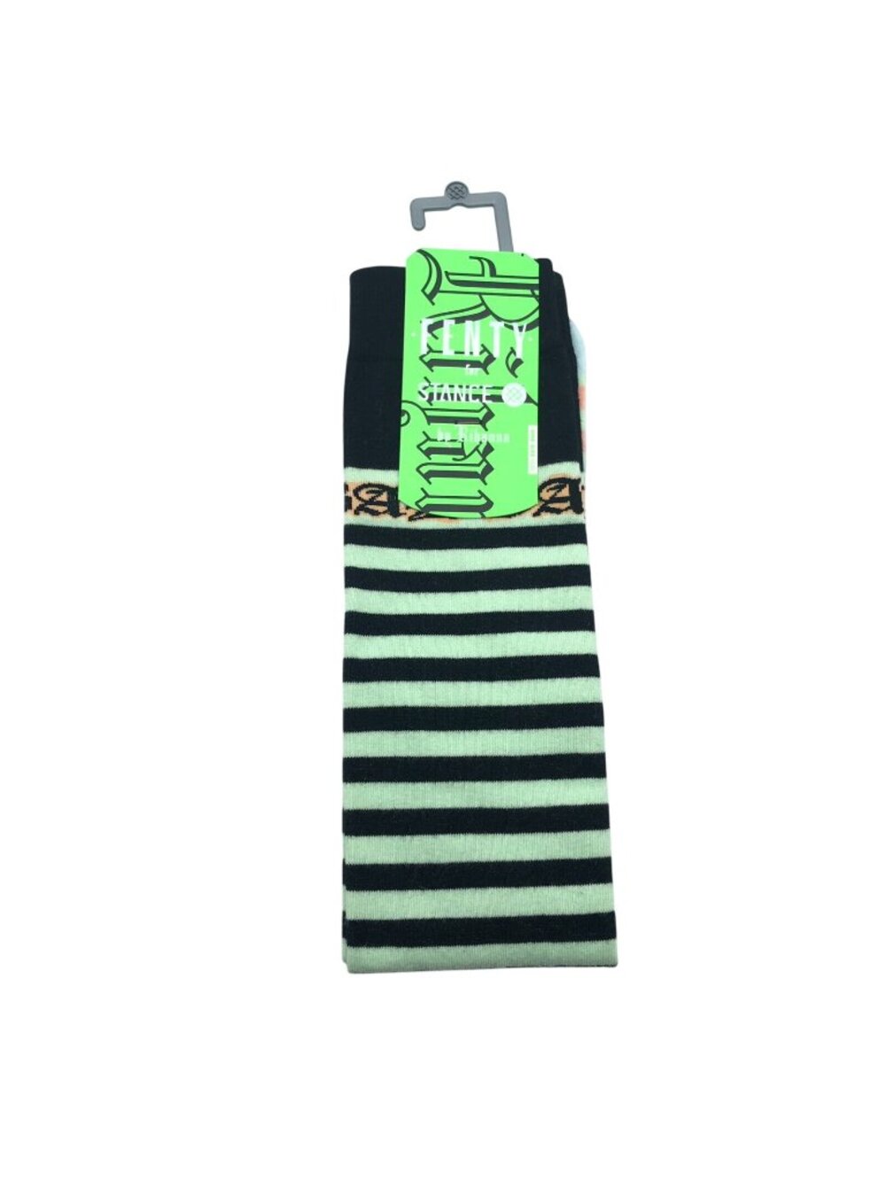 Fenty for Stance by Rihanna Socks Candy Bars Tall Boot Striped Green Black OS